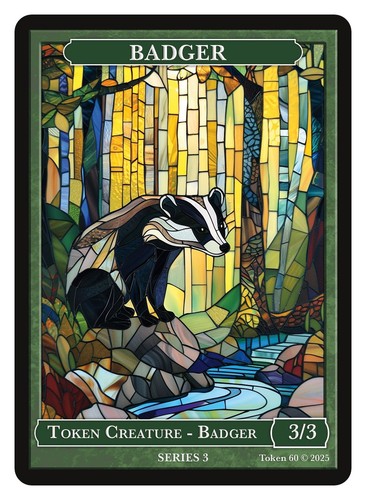 Badger stained glass token - badger,
